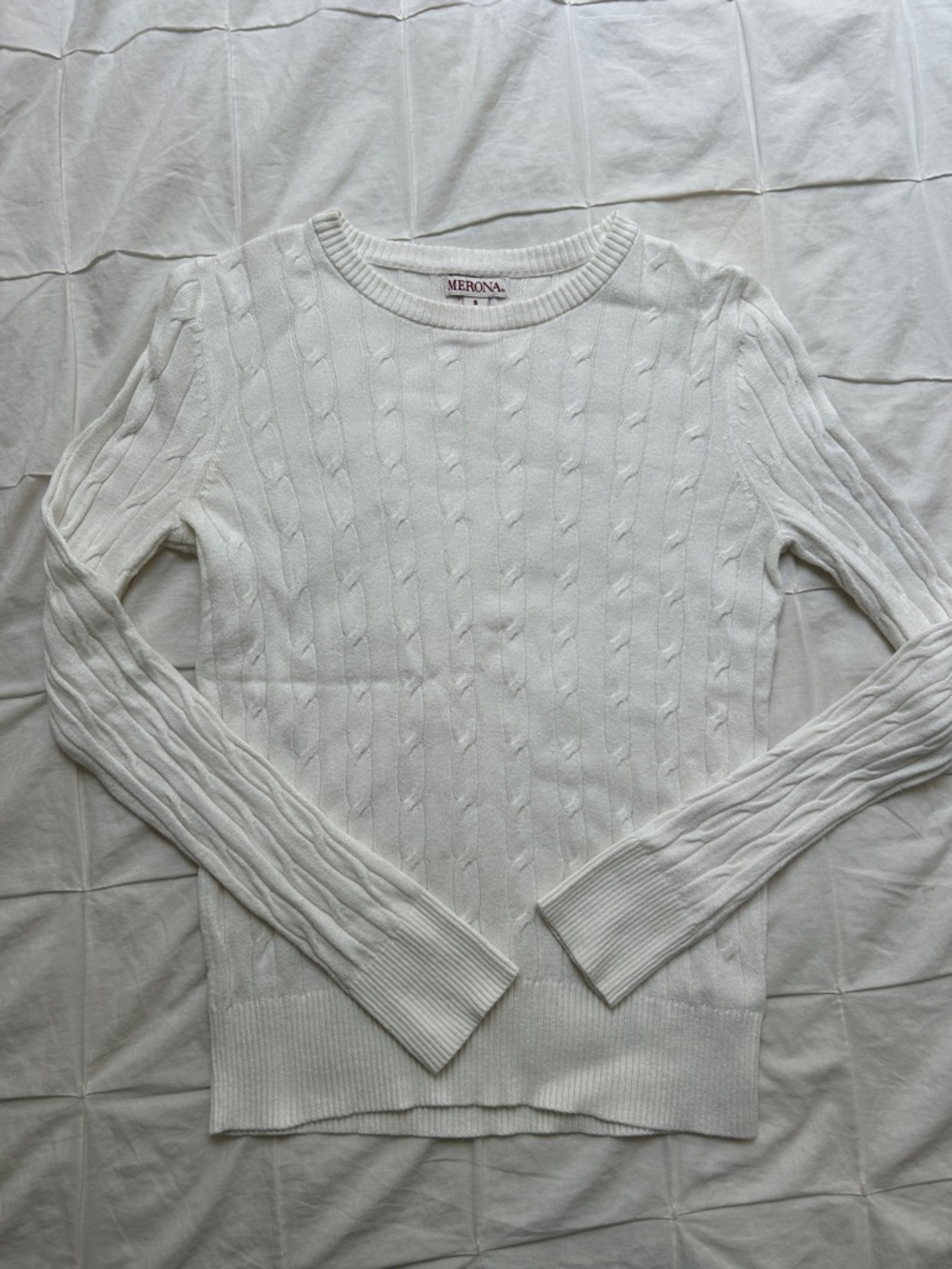 Merona White Cable-Knit Crew Neck Sweater